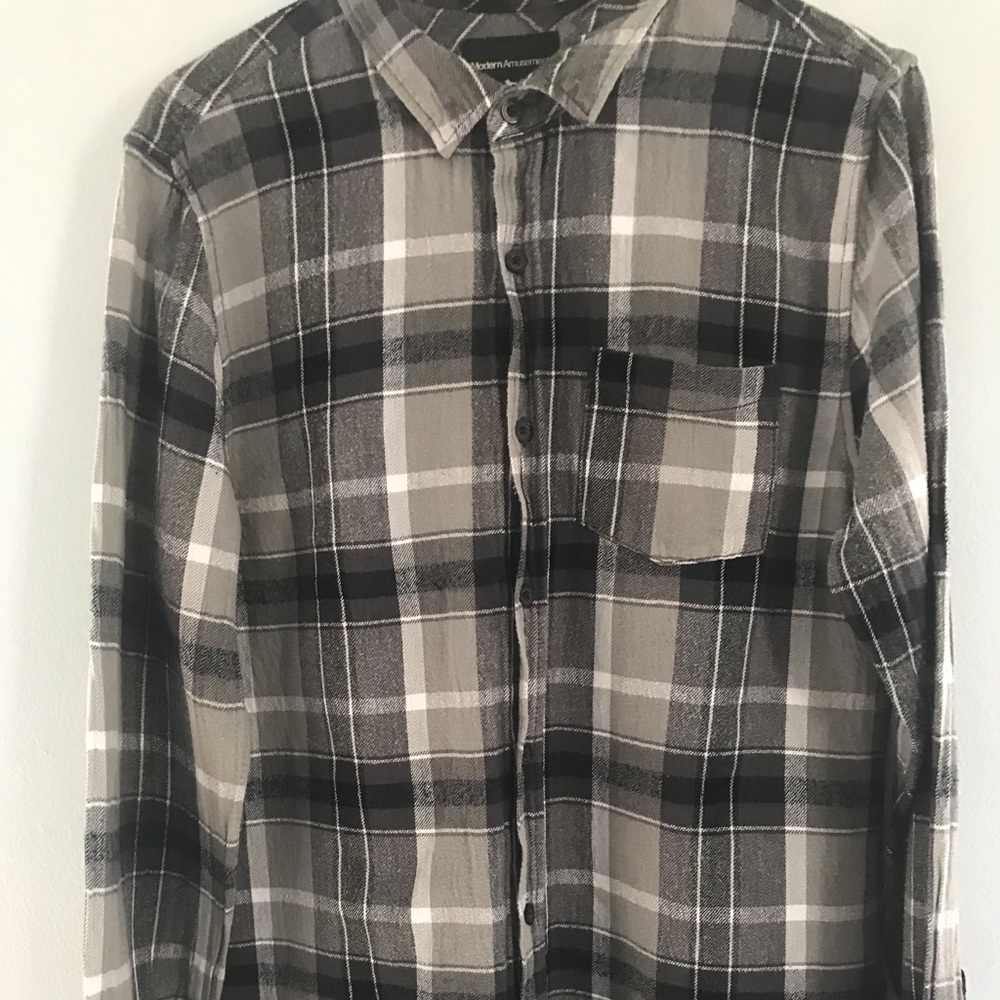 Modern amusement gray and black flannel size L